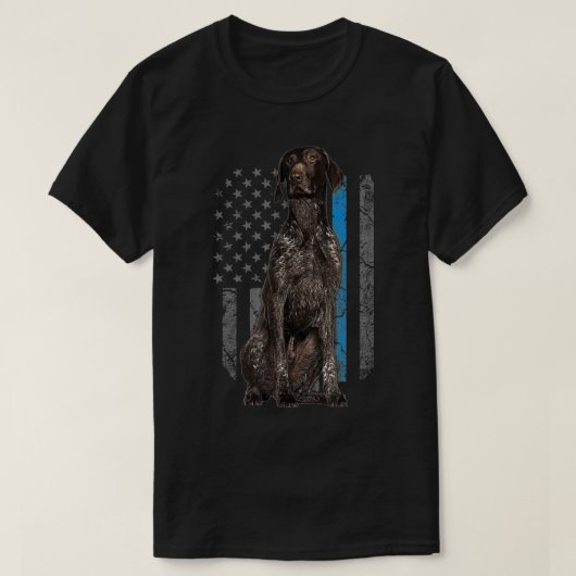 Thin Blue Line American Flag German Pointer T-shirt (Design voorkant)