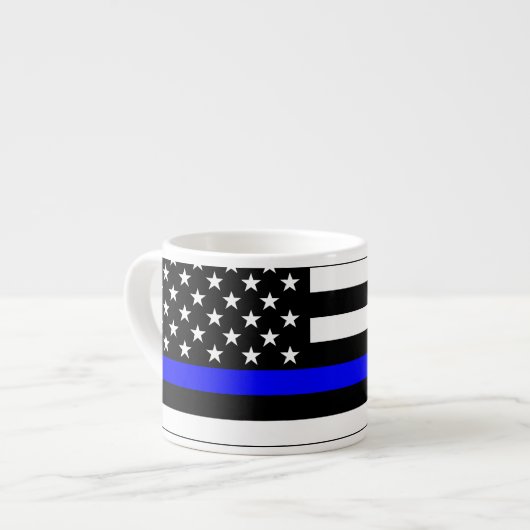 Thin Blue Line American Flag Graphic Decor Espresso Kop (Voorkant links)