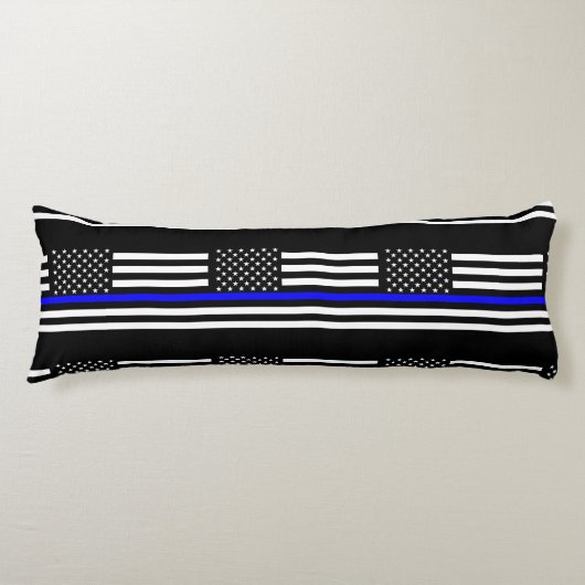 Thin Blue Line American Flag Graphic Decor Lichaamskussen (Voorkant)