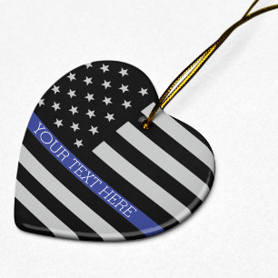 Thin Blue Line - American Flag Keramisch Ornament