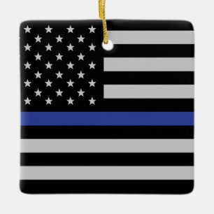 Thin Blue Line - American Flag Keramisch Ornament
