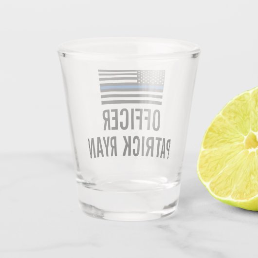 Thin Blue Line American Flag Monogram Name Shot Glas (Achterkant)