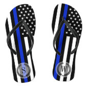 Thin Blue Line American Flag Monogram Teenslippers (Voetbed)