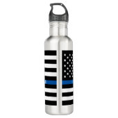 Thin Blue Line American Flag Monogram Waterfles (Achterkant)