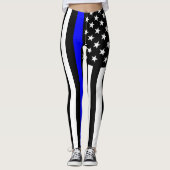 Thin Blue Line American Flag op afbeelding Leggings (Voorkant)