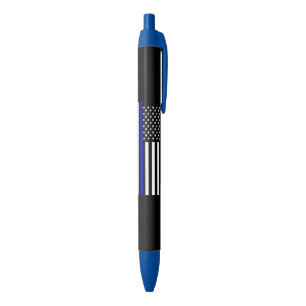 Thin Blue Line American Flag op een afbeelding op Blauwe Inkt Pen