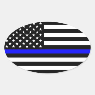 Thin Blue Line American Flag Ovale Sticker