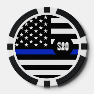 Thin Blue Line American Flag Pokerchips