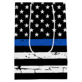 Thin Blue Line American Flag Police Officer Medium Cadeauzakje (Achterkant)