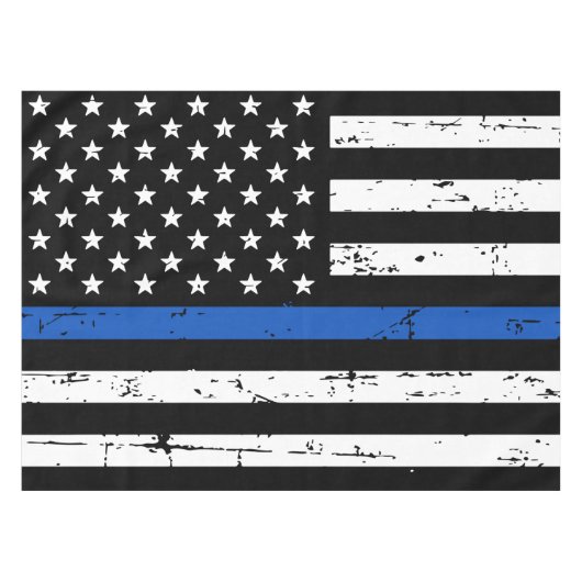 Thin Blue Line American Flag Police Tafelkleed (Voorkant (Horizontaal))