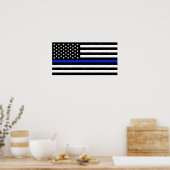 Thin Blue Line American Flag Poster (Keuken)