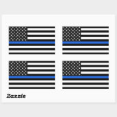 Thin Blue Line American Flag Rechthoekige Sticker (Vel)