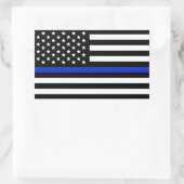 Thin Blue Line American Flag Rechthoekige Sticker (Tas)