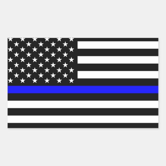 Thin Blue Line American Flag Rechthoekige Sticker (Voorkant)