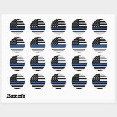 Thin Blue Line American Flag Ronde Sticker (Vel)