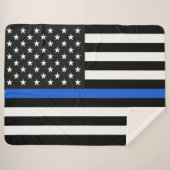 Thin Blue Line American Flag Sherpa Deken (Voorkant (horizontaal))