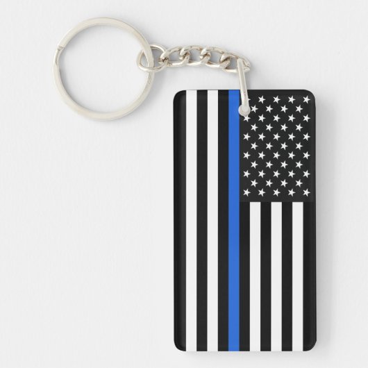 Thin Blue Line American Flag Sleutelhanger (Voorkant)