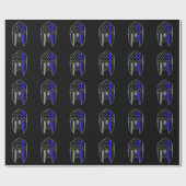 THIN BLUE LINE American Flag Spartan Helmet Wrap Cadeaupapier (Vlak)