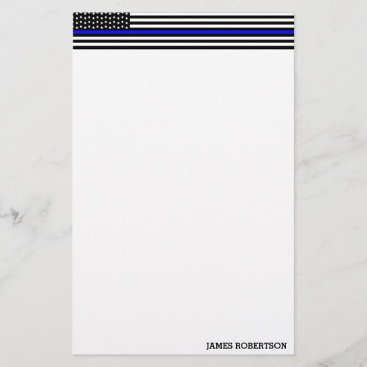 Thin Blue Line - American Flag Specialized Custom Briefpapier (Voorkant)