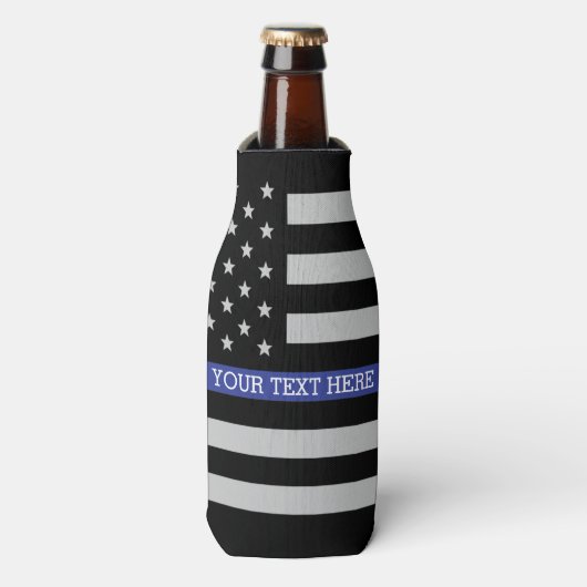 Thin Blue Line - American Flag Specialized Custom Flesjeskoeler (Fles Voorkant)