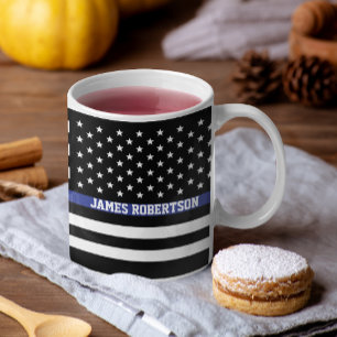 Thin Blue Line - American Flag Specialized Custom Grote Koffiekop