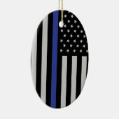 Thin Blue Line - American Flag Specialized Custom Keramisch Ornament (Rechts)