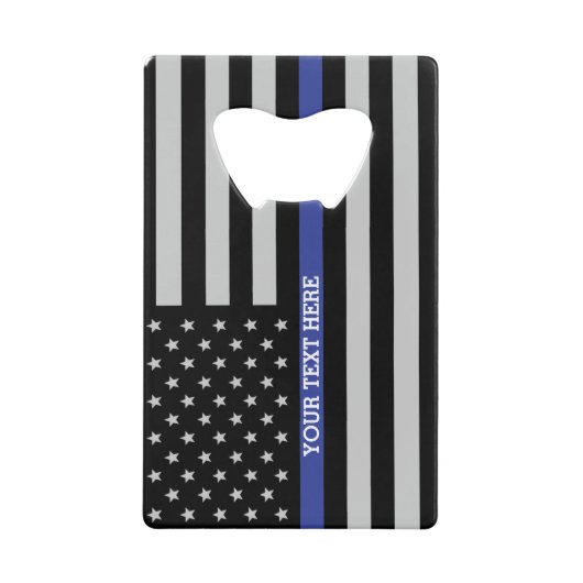 Thin Blue Line - American Flag Specialized Custom Kredietkaart Flessenopener (Voorkant)
