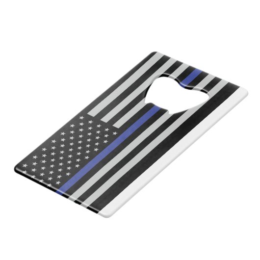 Thin Blue Line - American Flag Specialized Custom Kredietkaart Flessenopener (Achterkant Gekanteld)
