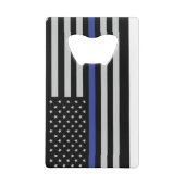 Thin Blue Line - American Flag Specialized Custom Kredietkaart Flessenopener (Achterkant)