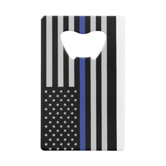 Thin Blue Line - American Flag Specialized Custom Kredietkaart Flessenopener (Achterkant)
