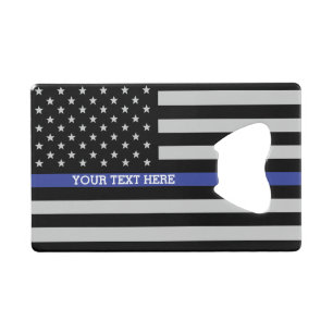 Thin Blue Line - American Flag Specialized Custom Kredietkaart Flessenopener