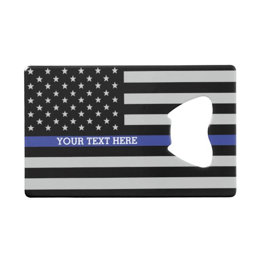 Thin Blue Line - American Flag Specialized Custom Kredietkaart Flessenopener (Voorkant (Horizontaal))