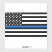 Thin Blue Line American Flag Sticker (Vel)