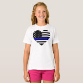 Thin Blue Line - American Flag T-shirt (Voorkant volledig)