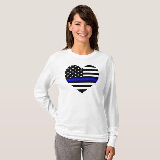 Thin Blue Line American Flag - Women's T-Shirt (Voorkant volledig)