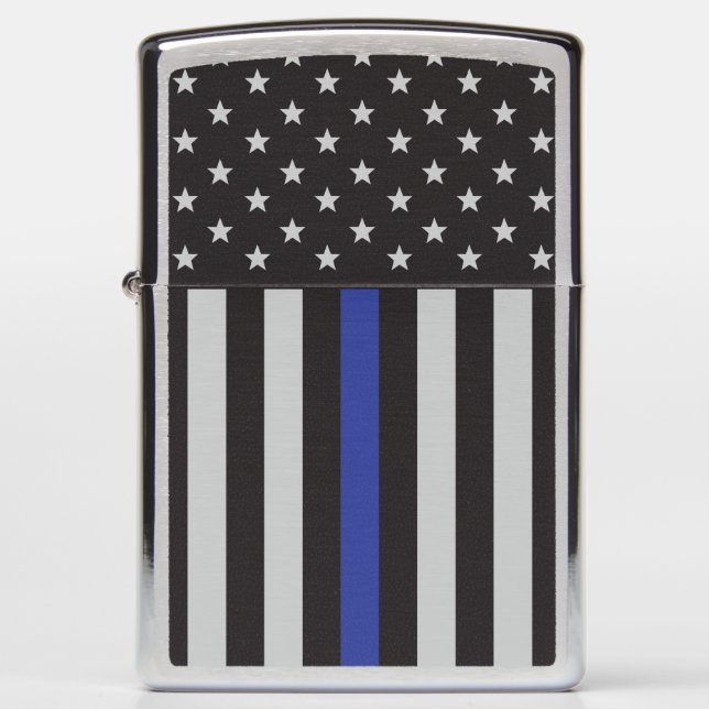 Thin Blue Line American Flag Zippo Lighter (Voorkant)