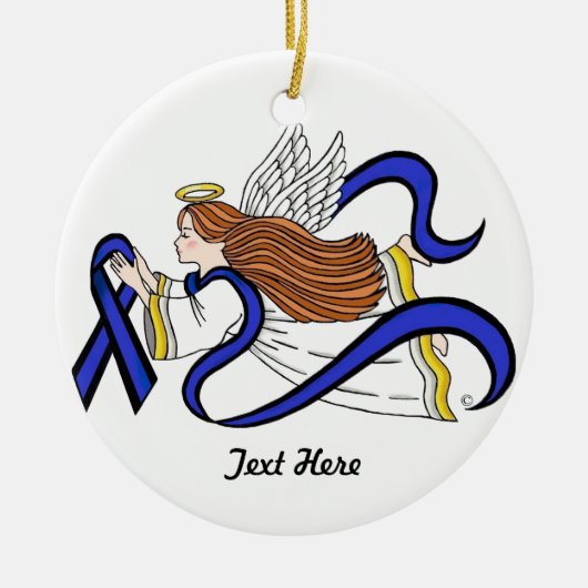 Thin Blue Line Angel Keramisch Ornament (Voorkant)
