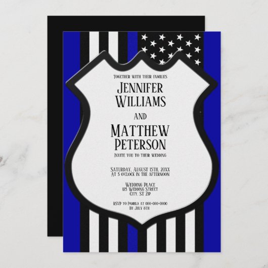 Thin Blue Line Badge Kaart (Voorkant / Achterkant)