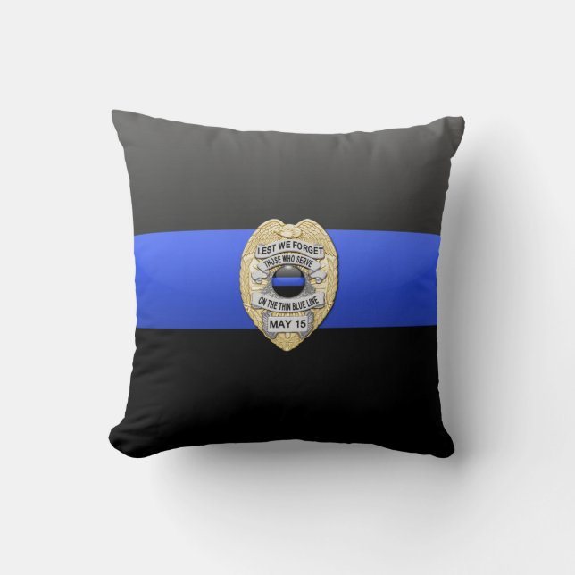 Thin Blue Line Badge Kussen (Voorkant)