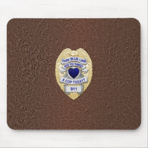 Thin Blue Line Badge Muismat
