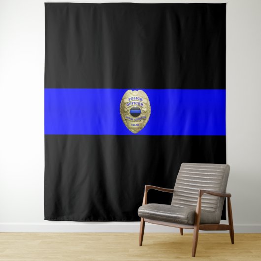 Thin Blue Line Badge Tapestry Wandkleed (In situ)