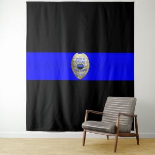 Thin Blue Line Badge Tapestry Wandkleed