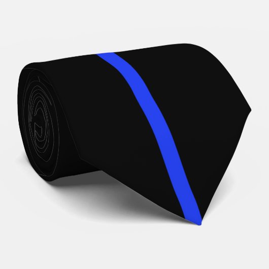 Thin Blue Line Basic Black Blue Mannen Stropdas Po (Opgerold)