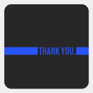 Thin Blue Line   Bedankt voor aangepaste tekst Vierkante Sticker