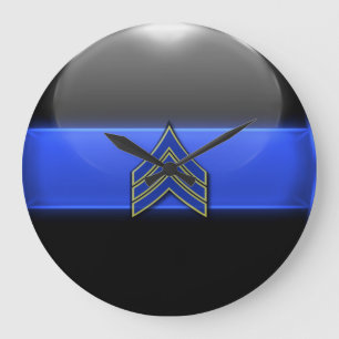 Thin Blue Line - Blue/Yellow Sergeant Stripes Grote Klok