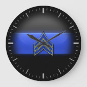 Thin Blue Line - Blue/Yellow Sergeant Stripes Larg Grote Klok (Voorkant)