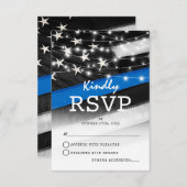 Thin Blue Line | Cartes de réponse RSVP drapeau de (Devant / Derrière)