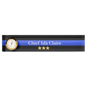 Thin Blue Line - Chief 3 sterren Rank Naambordje