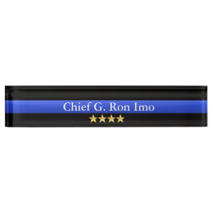 Thin Blue Line - Chief Vier sterren Rank Naambordje