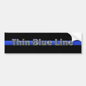 Thin Blue Line Chrome-tekst Bumpersticker (Voorkant)